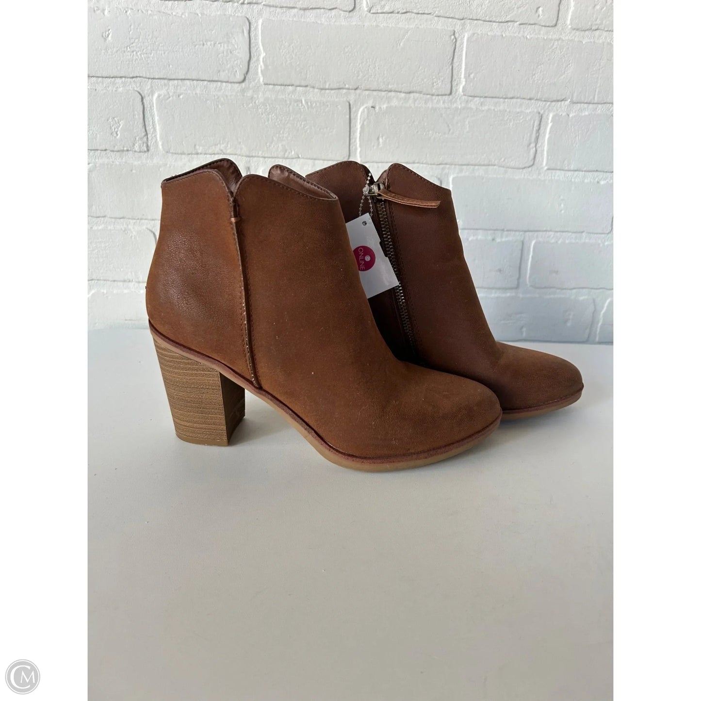 Boots Ankle Heels By Mia In Brown, Size: 8
