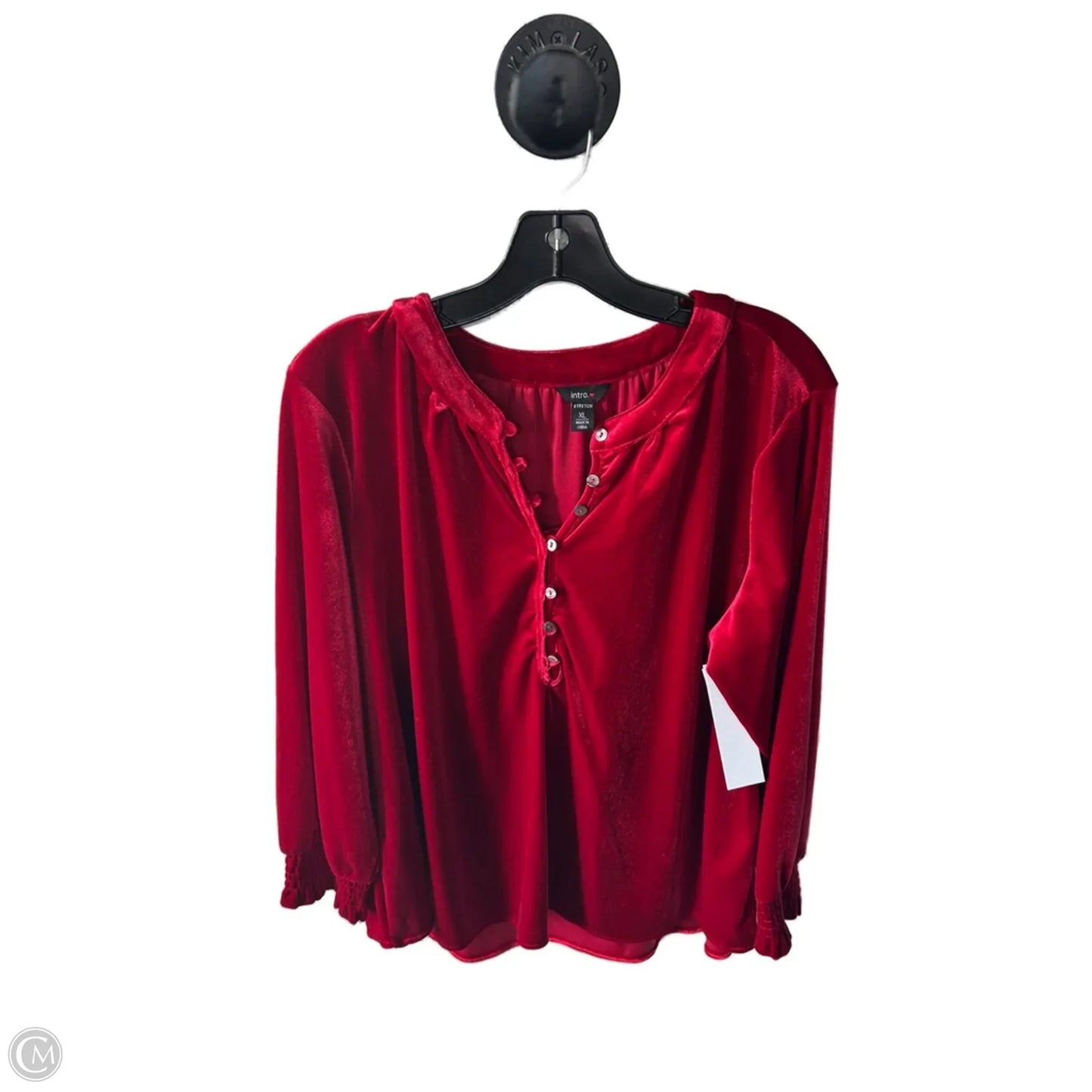 Top Long Sleeve By Intro In Red, Size: Xl