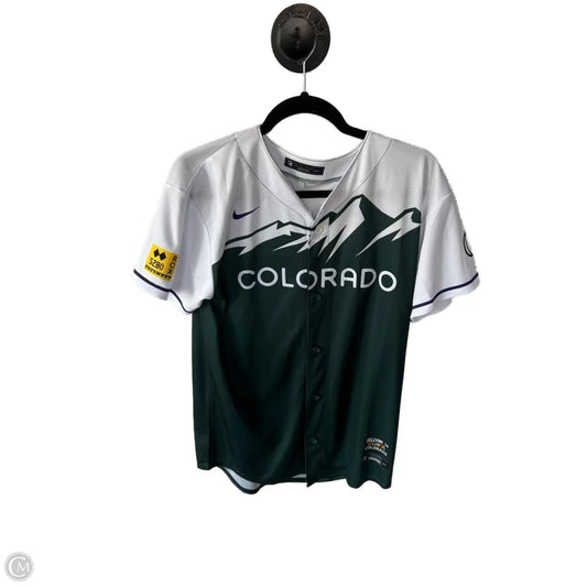 Top Short Sleeve By Nike In Green & White, Size: Xl
