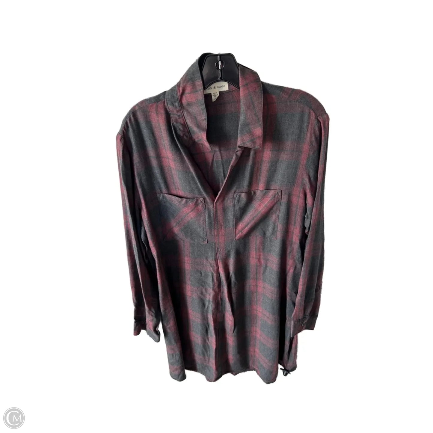 Tunic Long Sleeve By Cloth & Stone In Grey & Red, Size: M