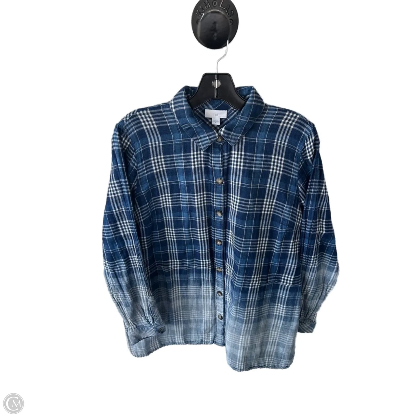 Top Long Sleeve By J. Jill In Blue & White, Size: M