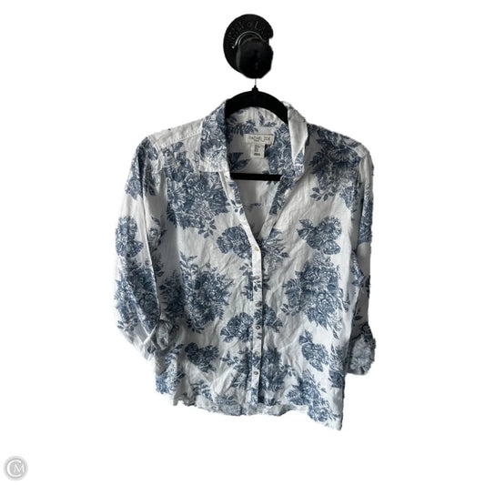 Top Long Sleeve By Rachel Zoe In Blue & White, Size: S