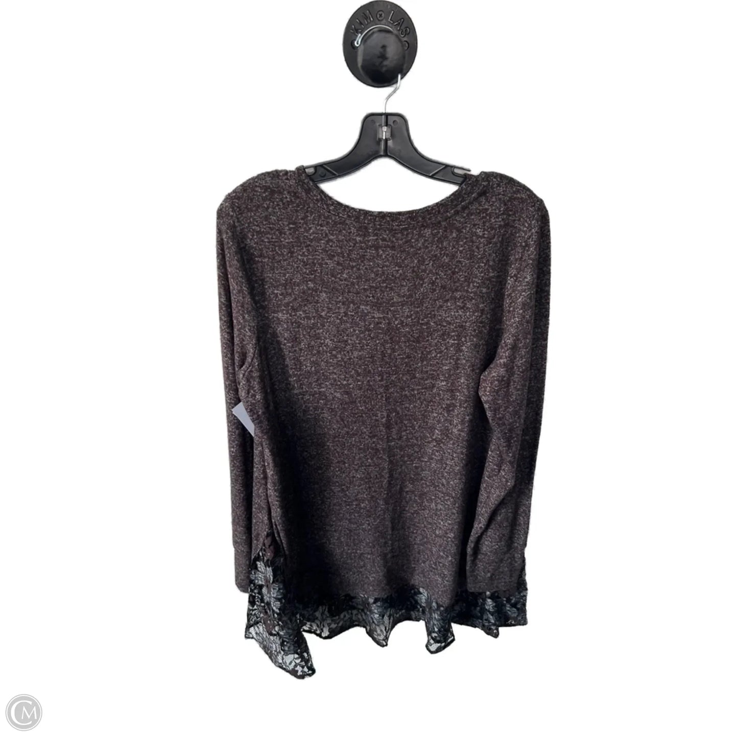 Top Long Sleeve By Logo In Brown, Size: L