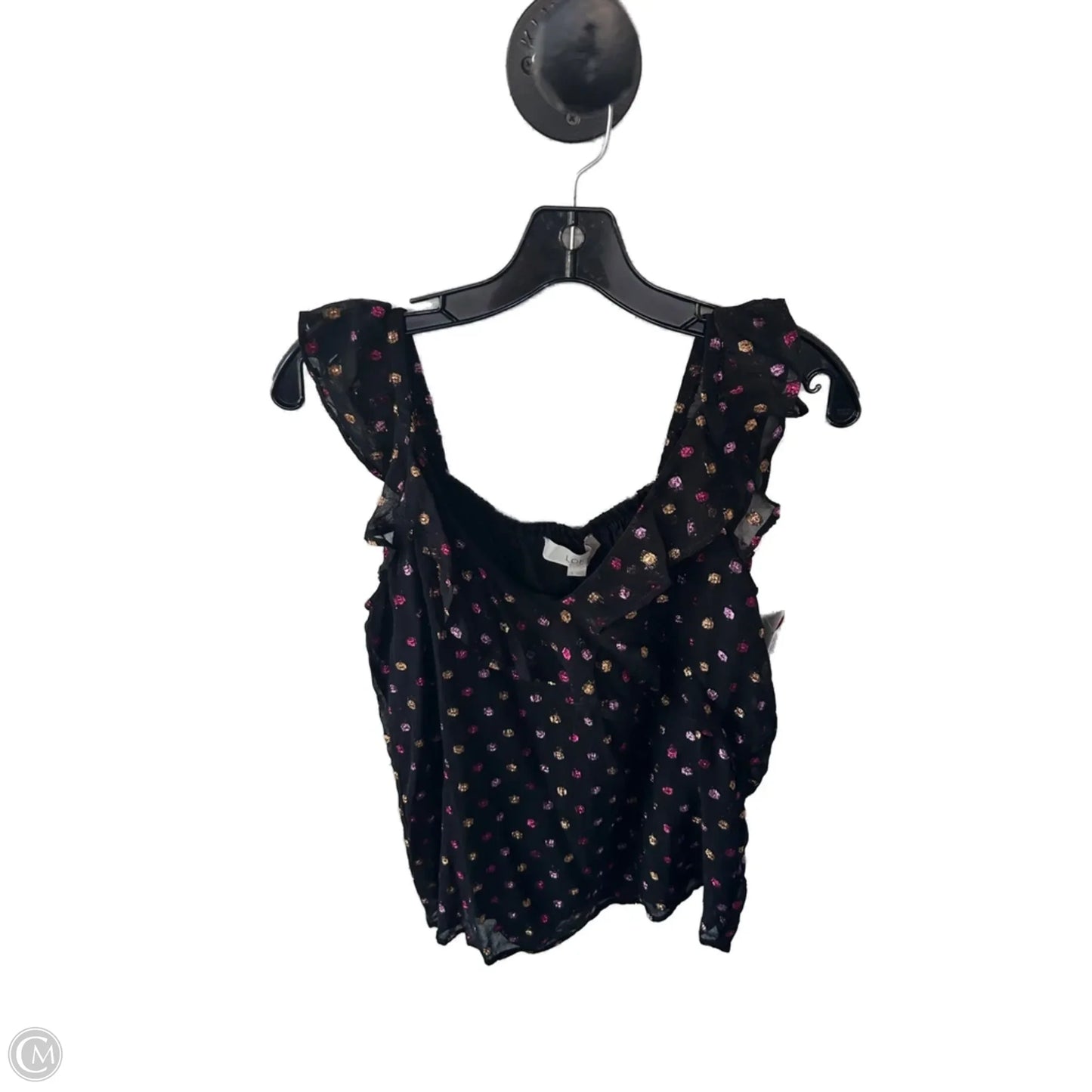 Top Sleeveless By Loft In Black & Pink, Size: S
