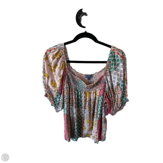 Top Short Sleeve By Democracy In Blue & Pink, Size: Xl