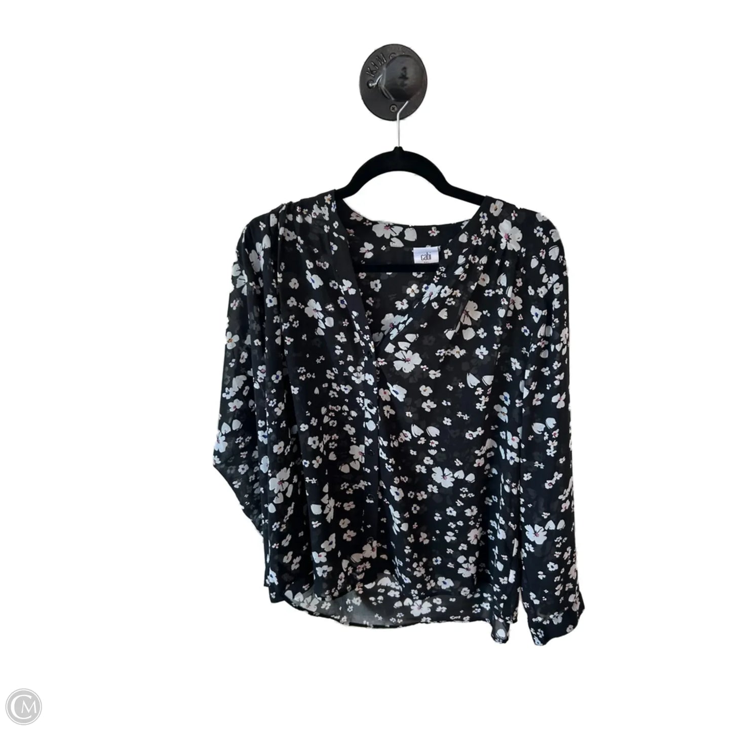 Top Long Sleeve By Cabi In Black & White, Size: Xxl