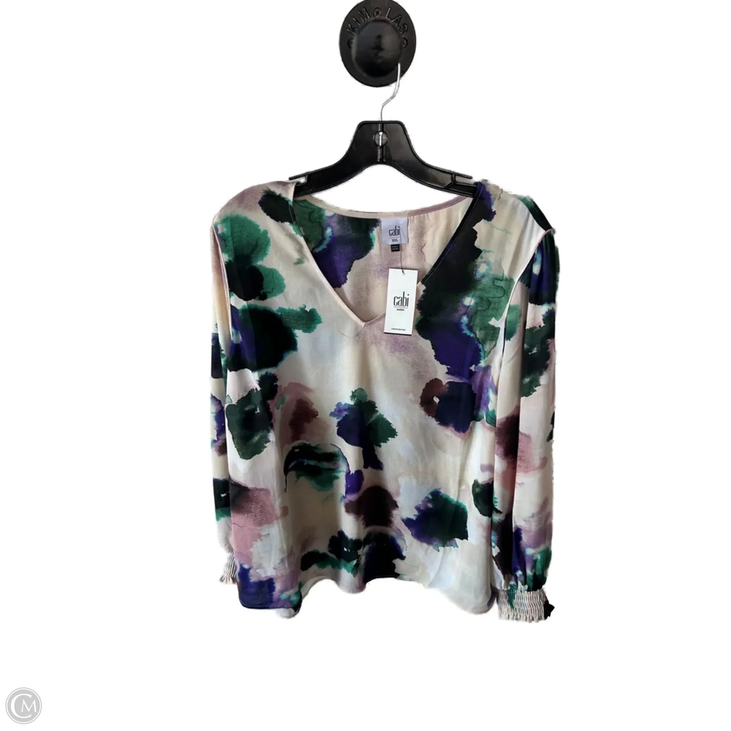 Top Long Sleeve By Cabi In Purple & Tan, Size: Xxl