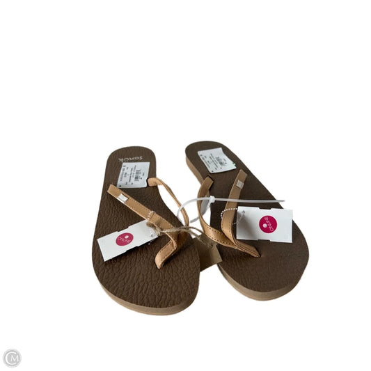 Sandals Flip Flops By Sanuk In Brown, Size: 9