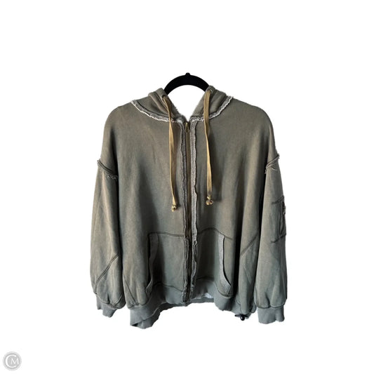 Sweatshirt Hoodie By Free People In Green, Size: L
