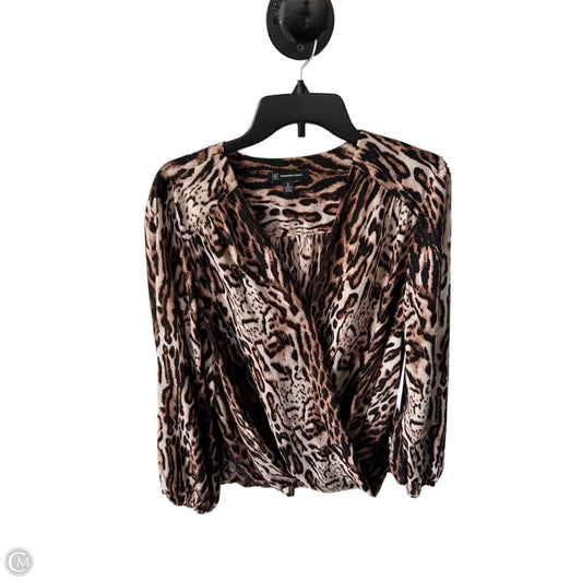 Top Long Sleeve By Inc In Brown & Cream, Size: Xl