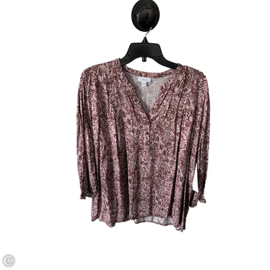 Top Long Sleeve By Pure Jill In Pink & Tan, Size: Xl