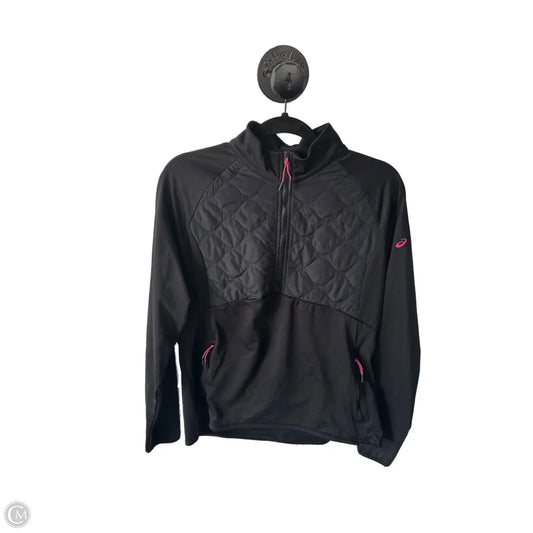 Athletic Top Long Sleeve Collar By Asics In Black, Size: L