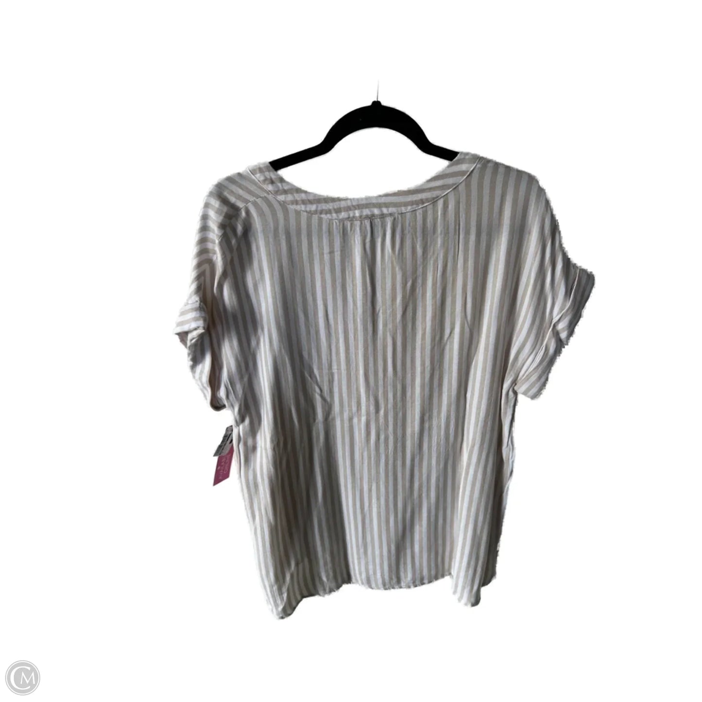 Top Short Sleeve By Jones New York In Tan & White, Size: L