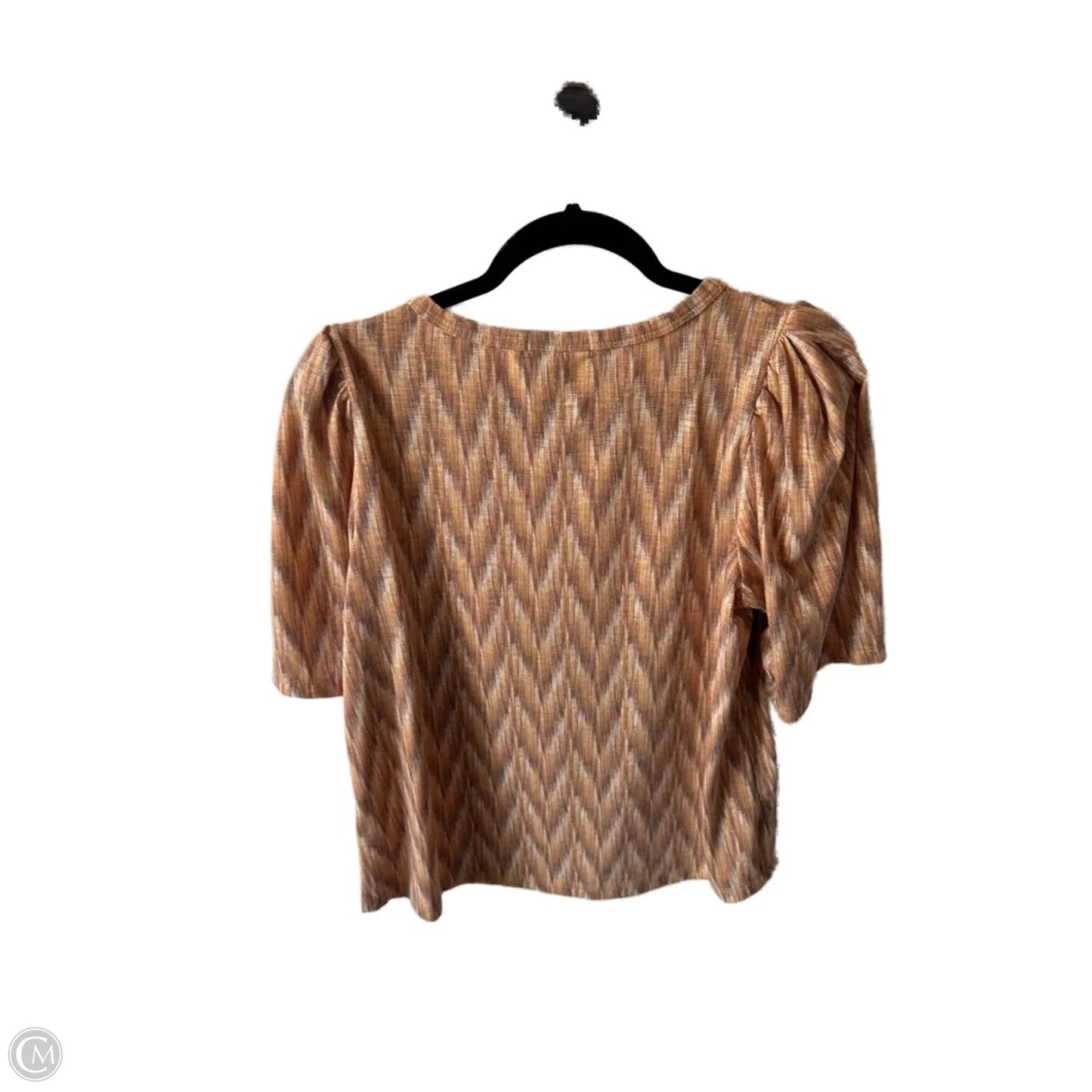 Top Short Sleeve By Democracy In Brown & Yellow, Size: L