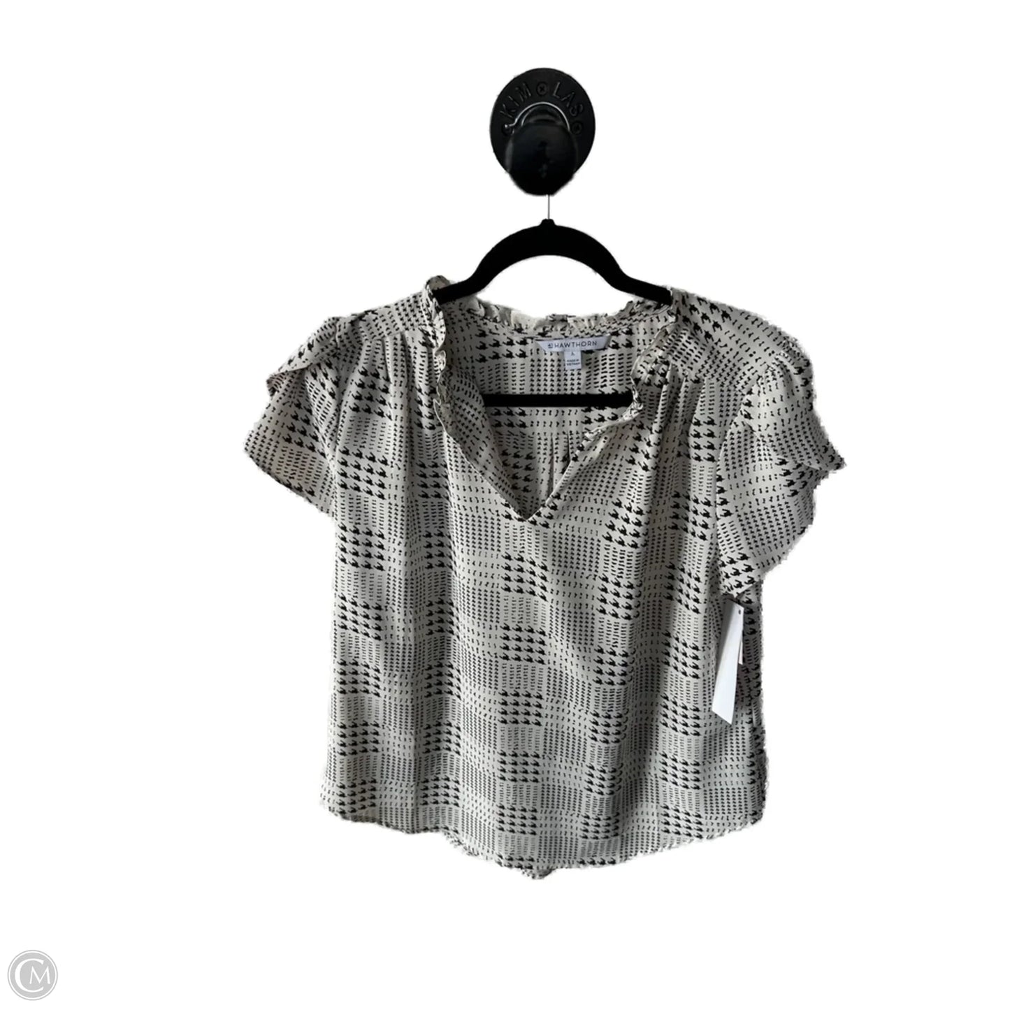 Top Short Sleeve By 41 Hawthorn In Black & Cream, Size: L