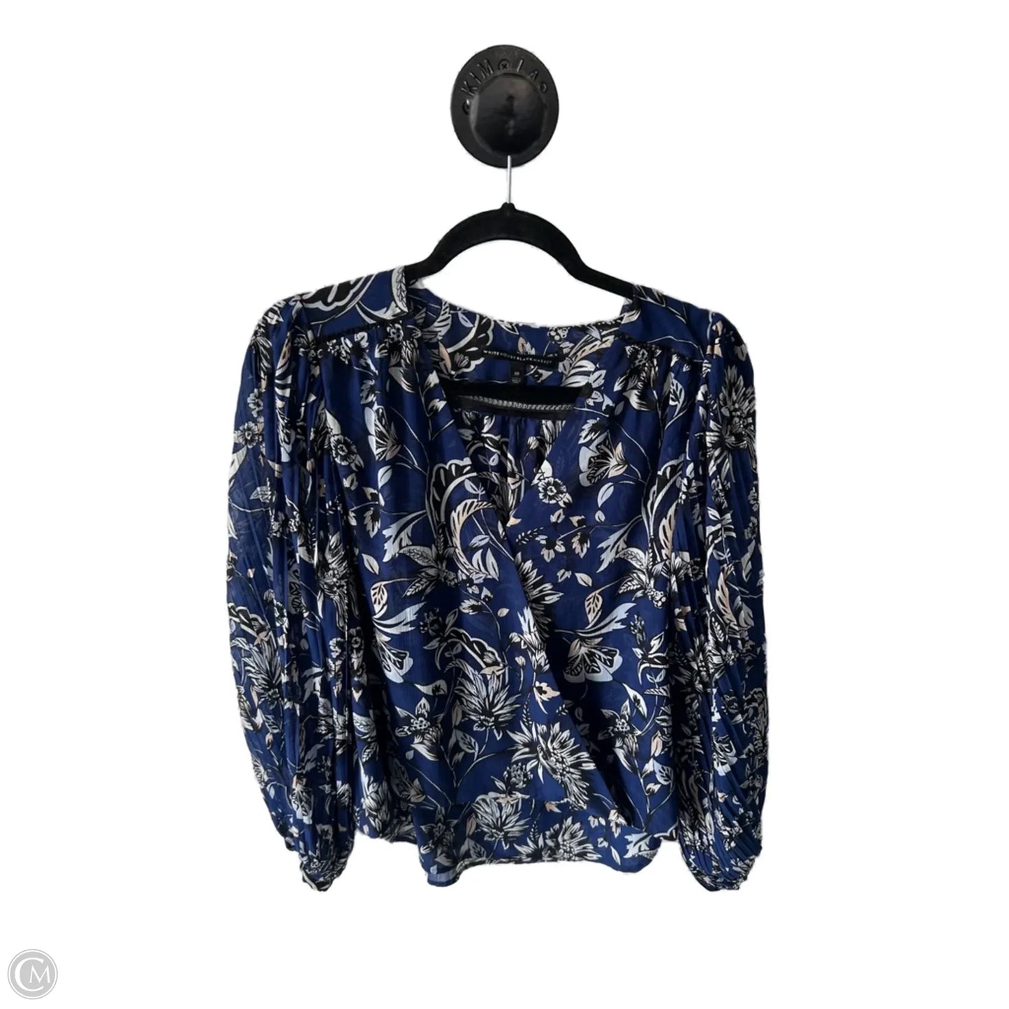 Top Long Sleeve By White House Black Market In Black & Blue, Size: M