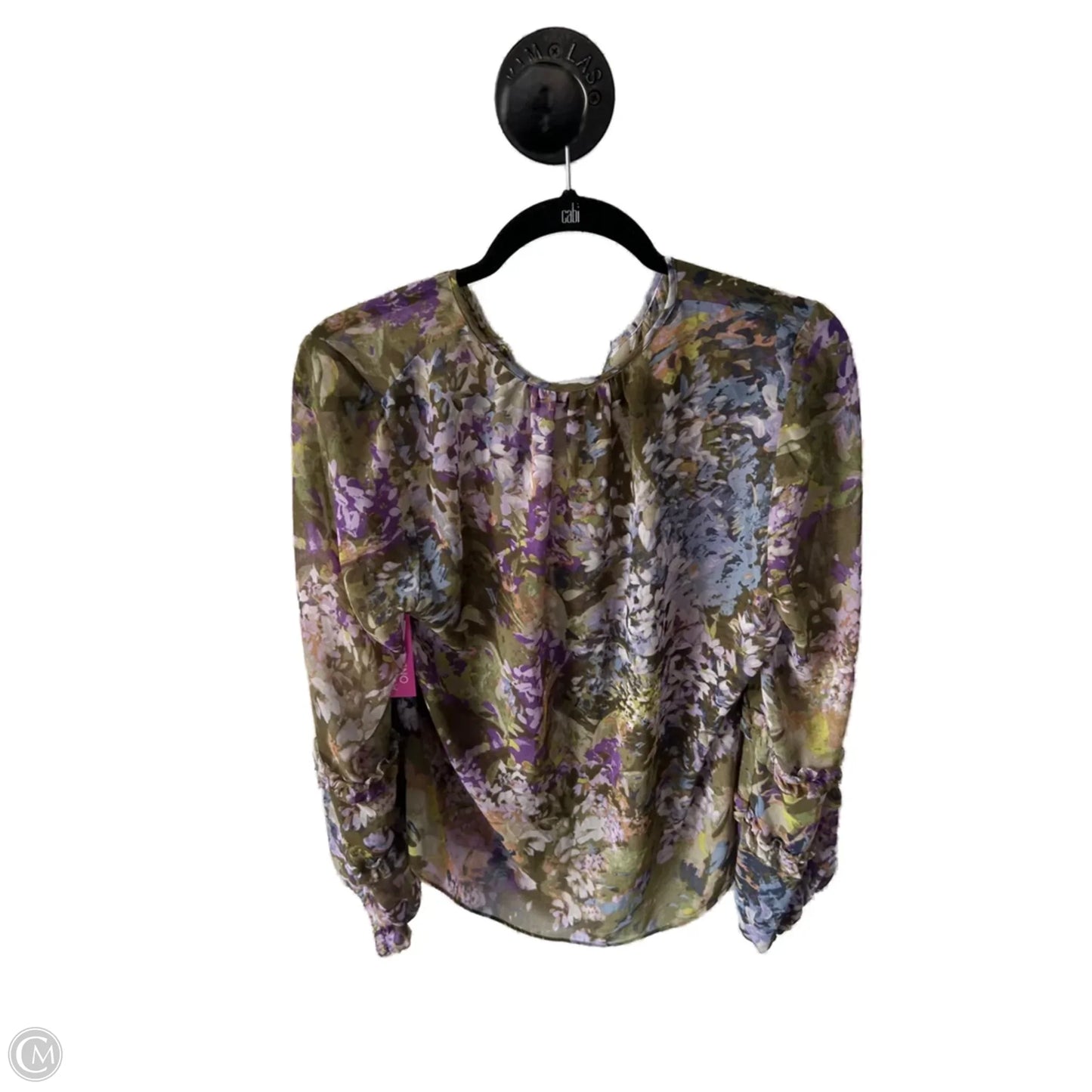 Top Long Sleeve By White House Black Market In Green & Purple, Size: L