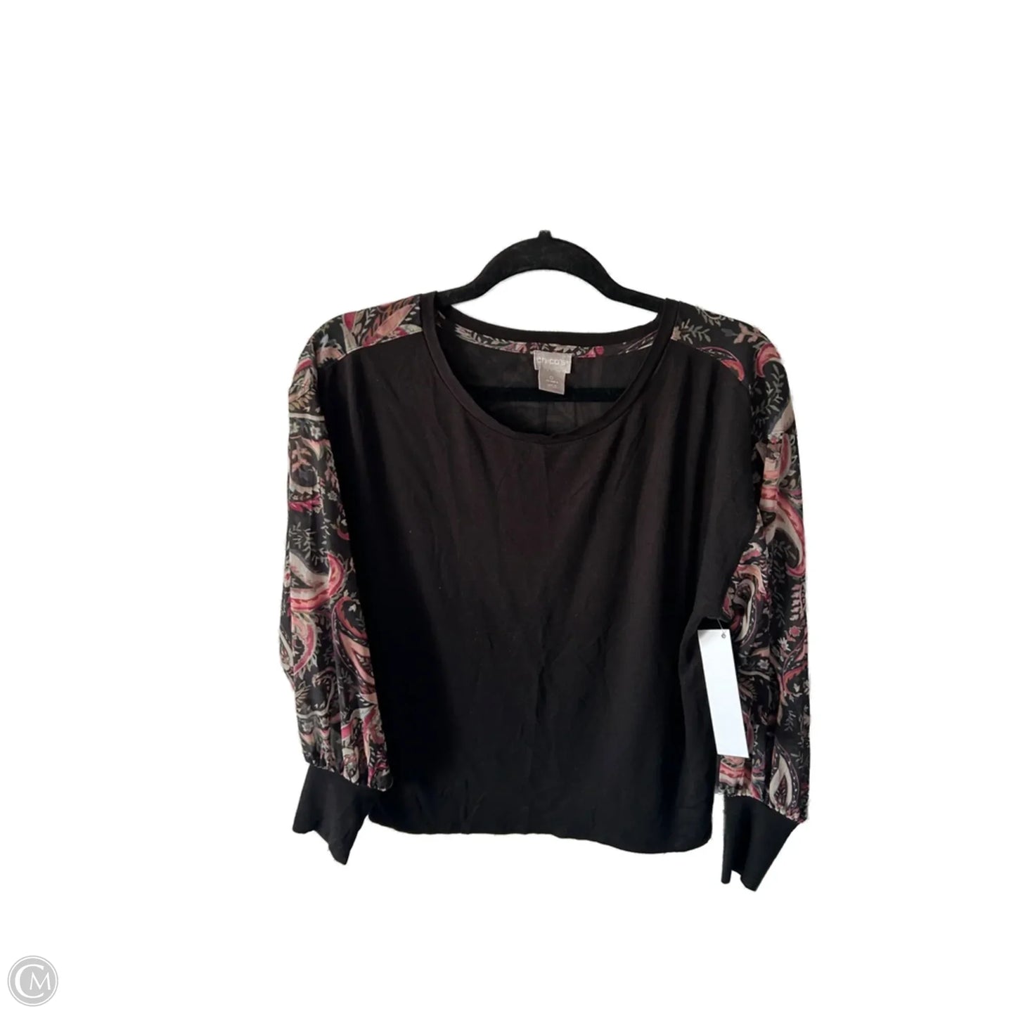 Top Long Sleeve By Chicos In Black & Pink, Size: S