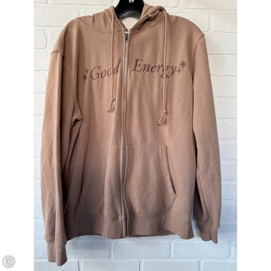 Sweatshirt Hoodie By Mighty Fine In Tan, Size: M