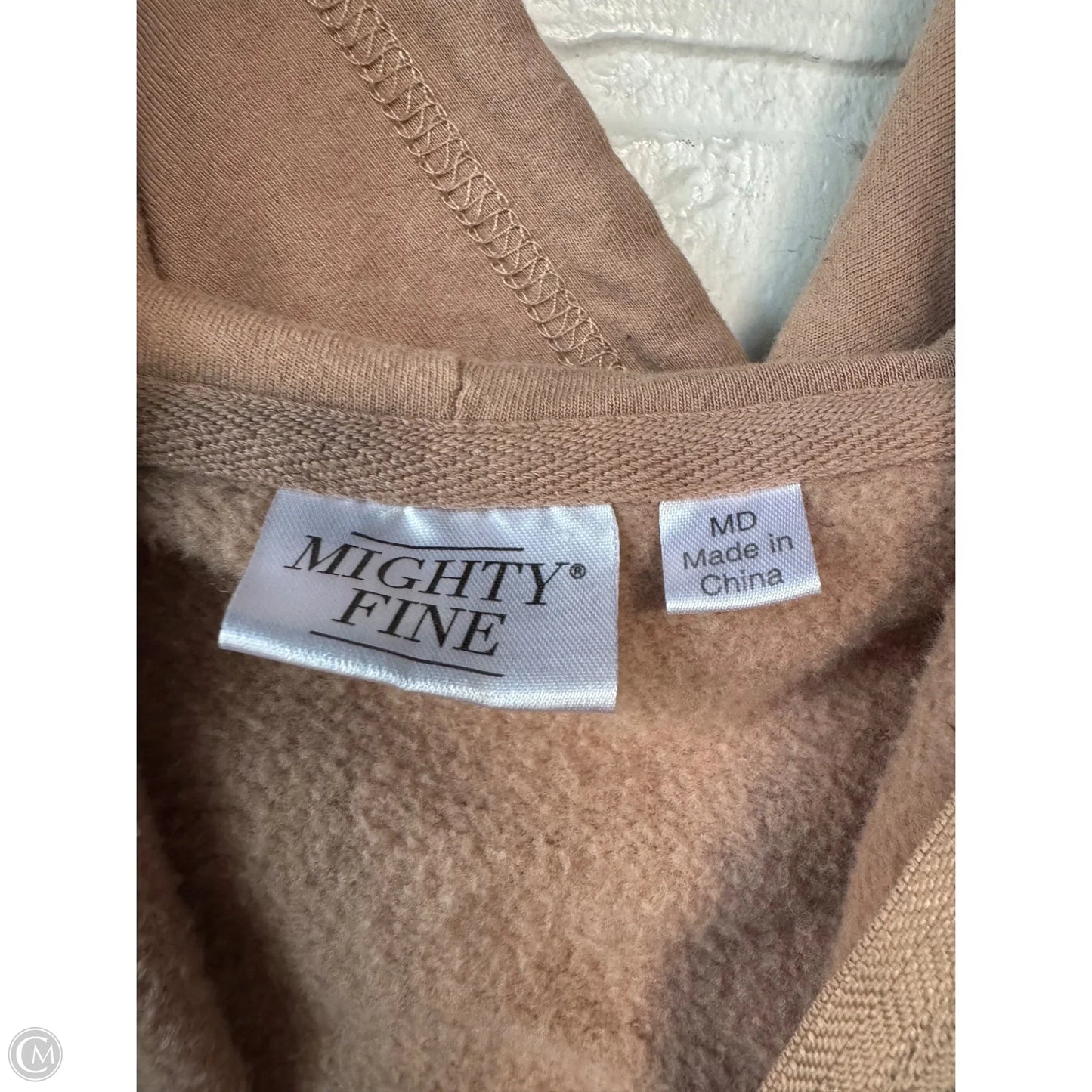 Sweatshirt Hoodie By Mighty Fine In Tan, Size: M