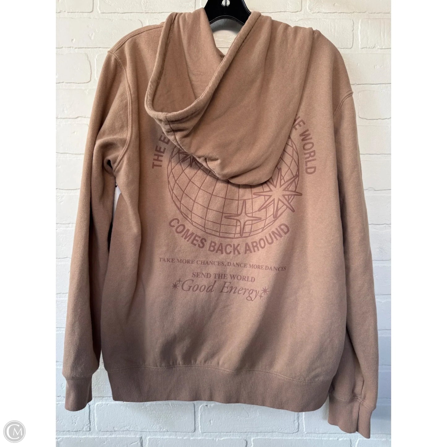 Sweatshirt Hoodie By Mighty Fine In Tan, Size: M