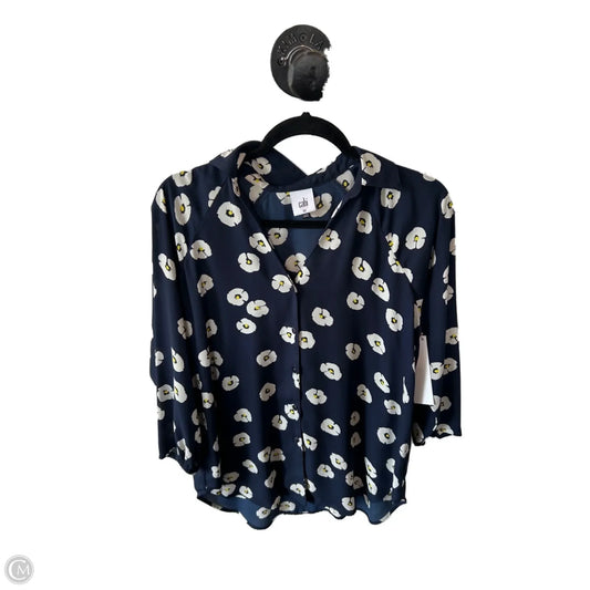 Top 3/4 Sleeve By Cabi In Blue & White, Size: Xs