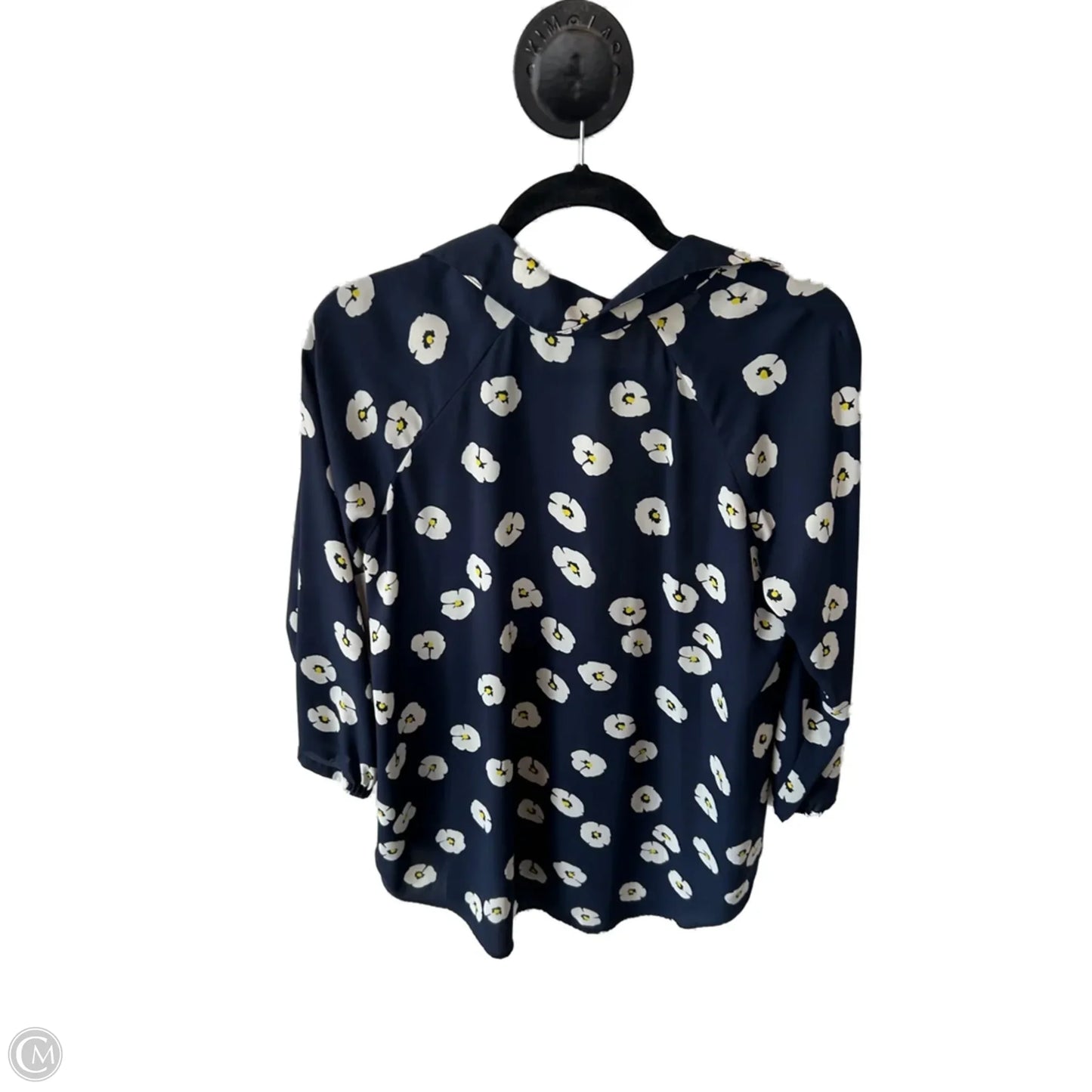 Top 3/4 Sleeve By Cabi In Blue & White, Size: Xs