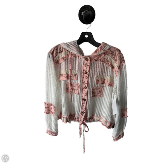 Jacket Shirt By Pol In Pink & White, Size: S