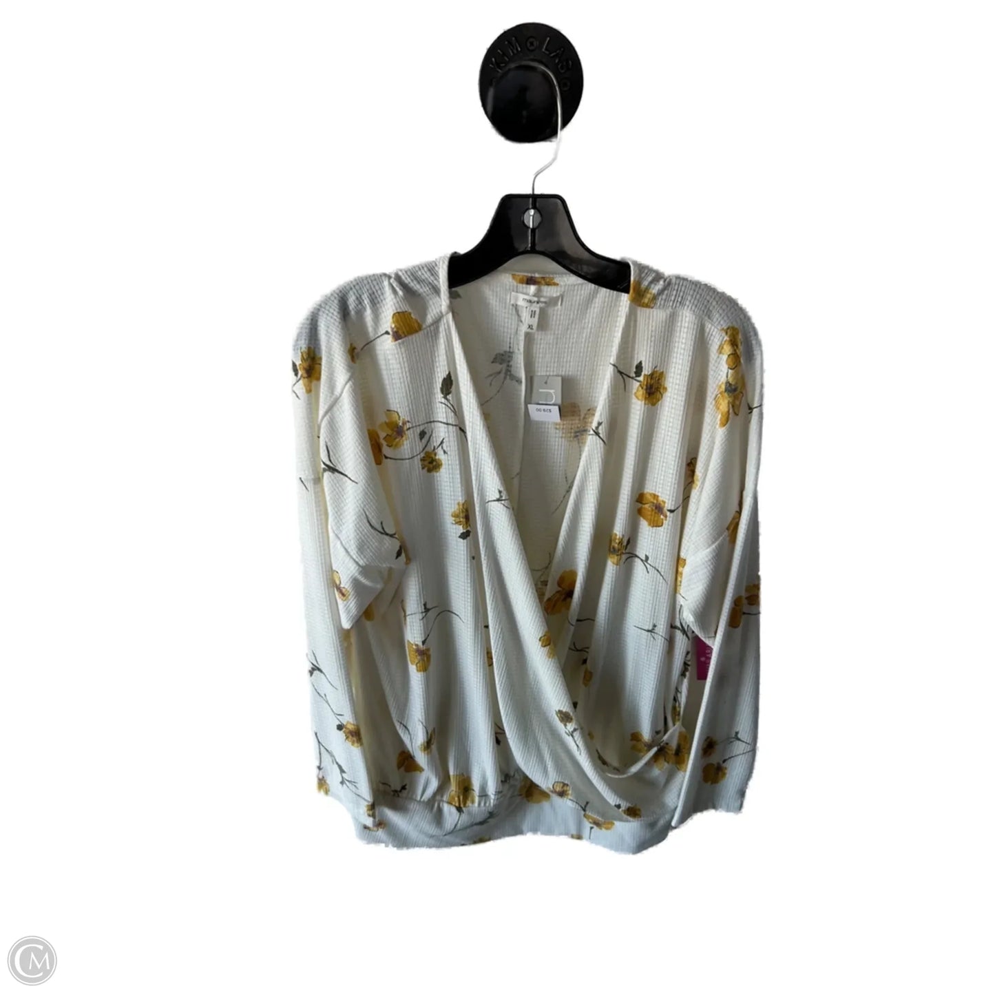 Top Long Sleeve By Maurices In Cream & Yellow, Size: Xl