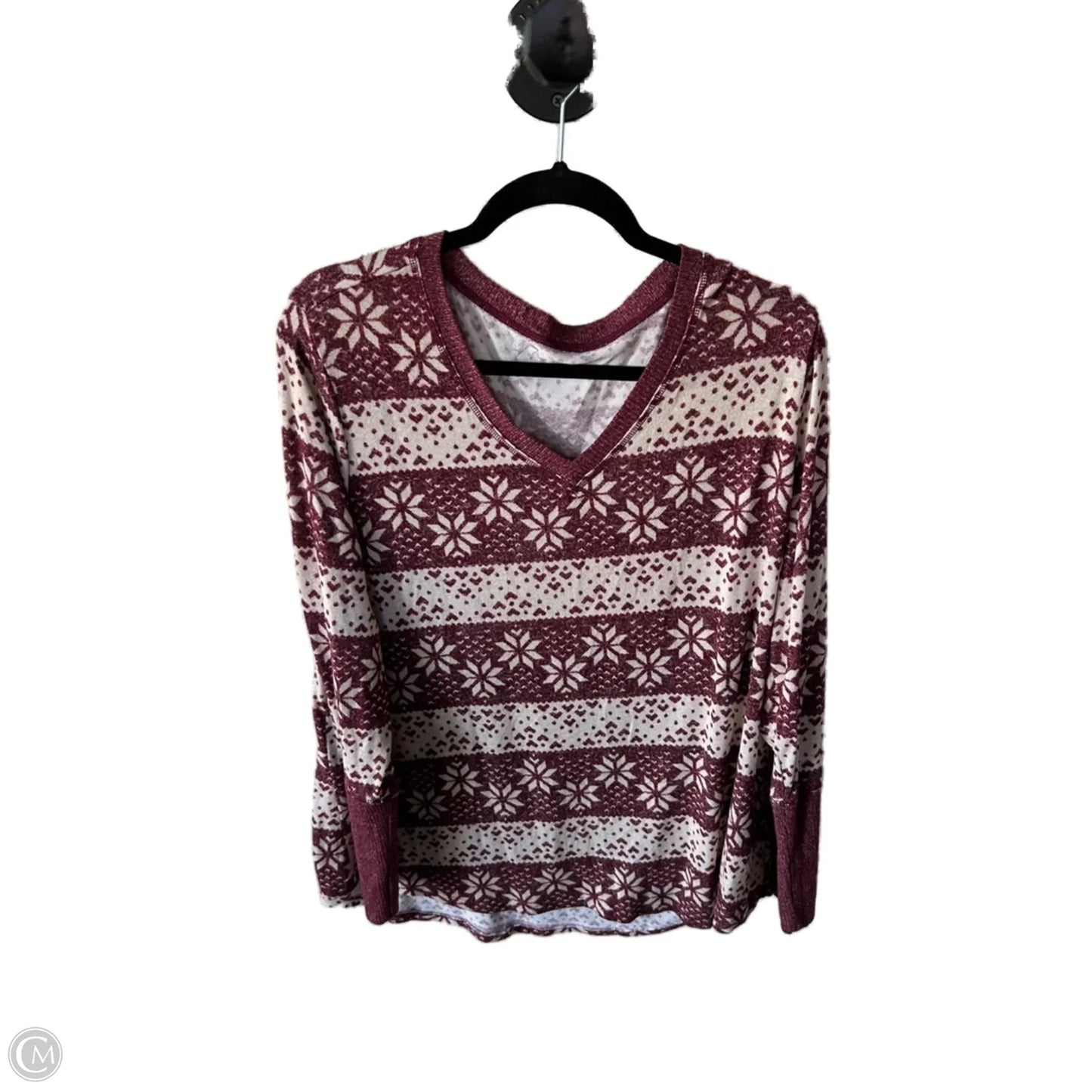 Top Long Sleeve By Maurices In Red & Tan, Size: Xxl