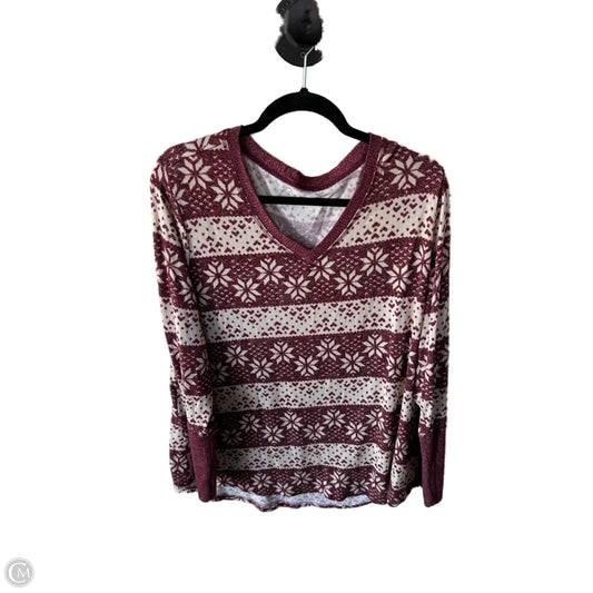 Top Long Sleeve By Maurices In Red & Tan, Size: Xxl