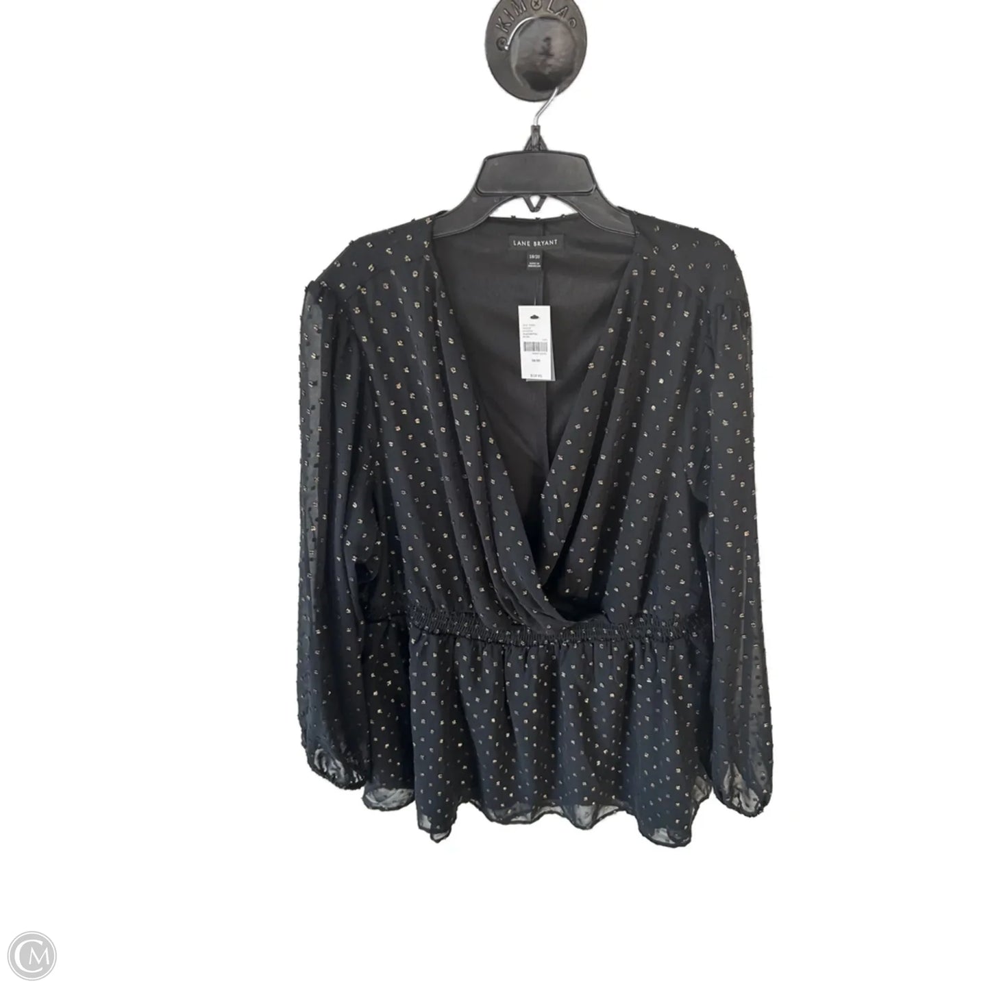 Top Long Sleeve By Lane Bryant In Black & Gold, Size: 1x