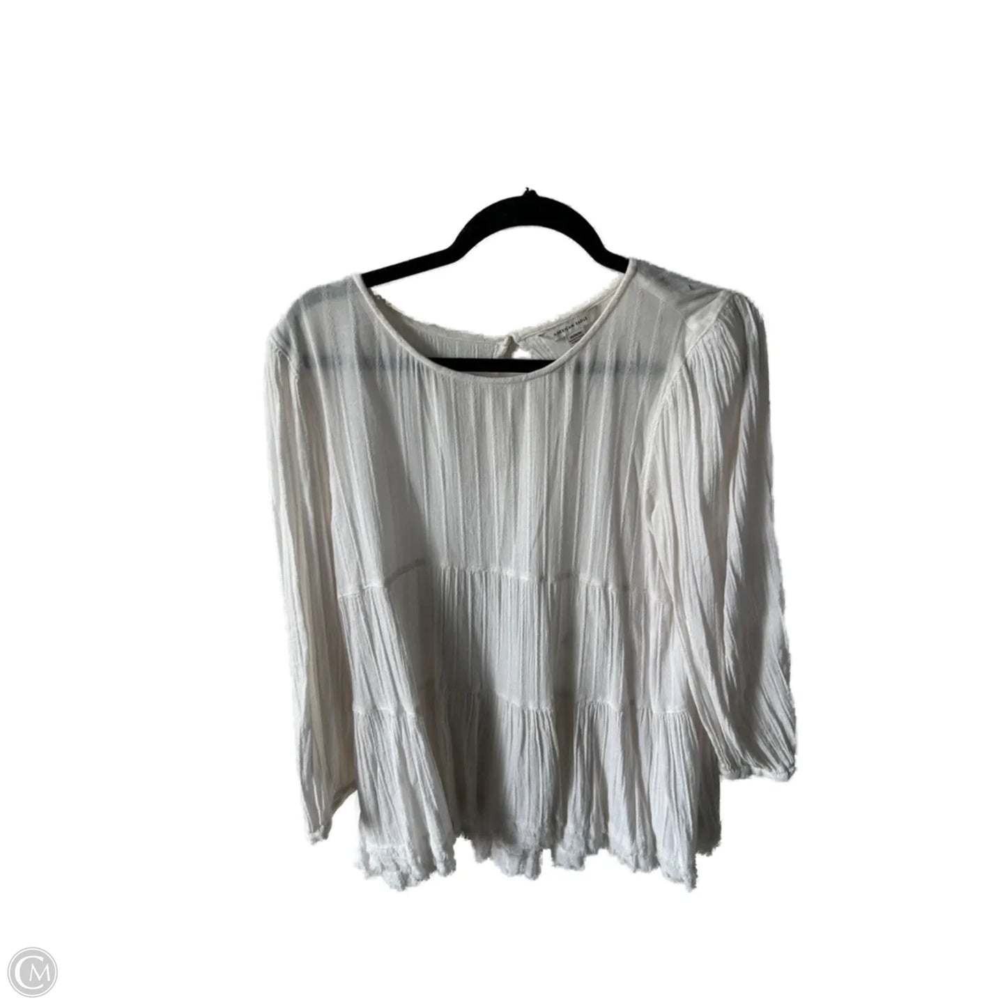 Top Long Sleeve By American Eagle In Cream, Size: M