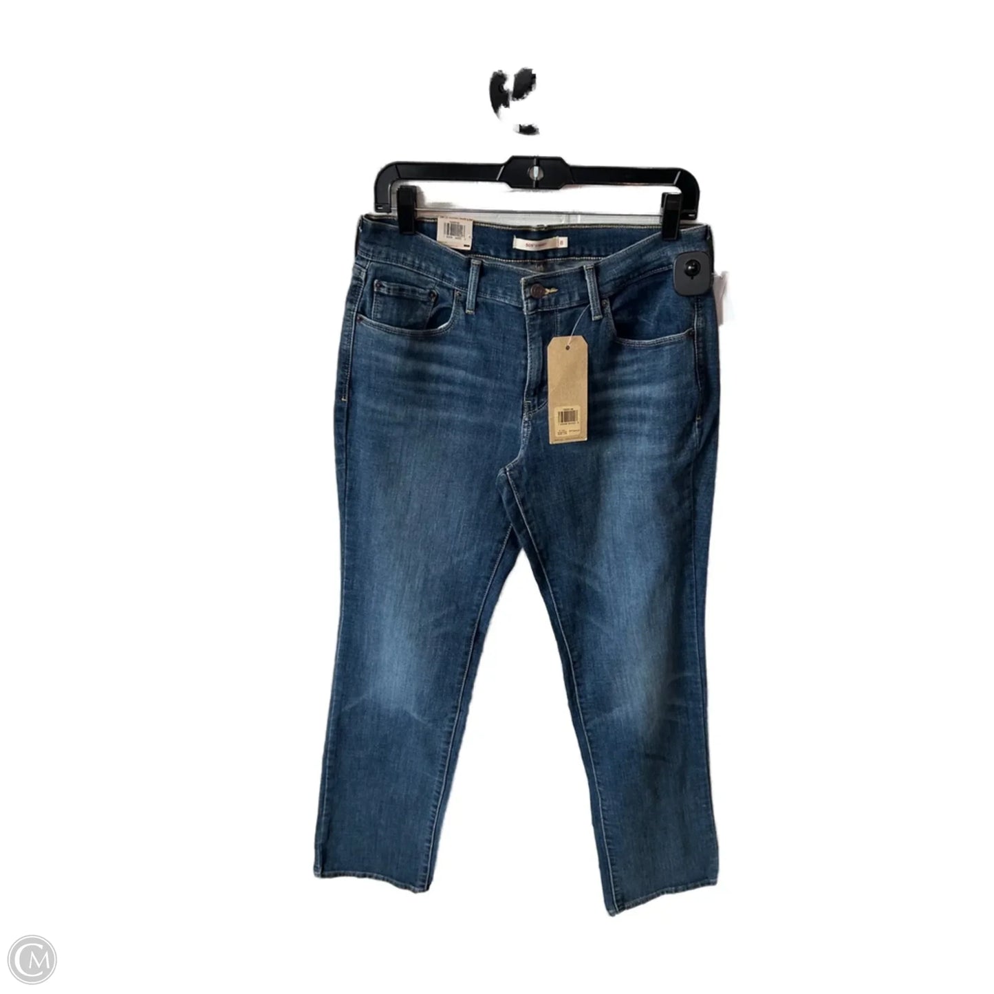 Jeans Straight By Levis In Blue Denim, Size: 8