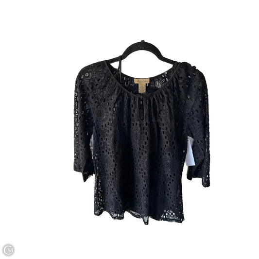 Top 3/4 Sleeve By Peck And Peck In Black, Size: L