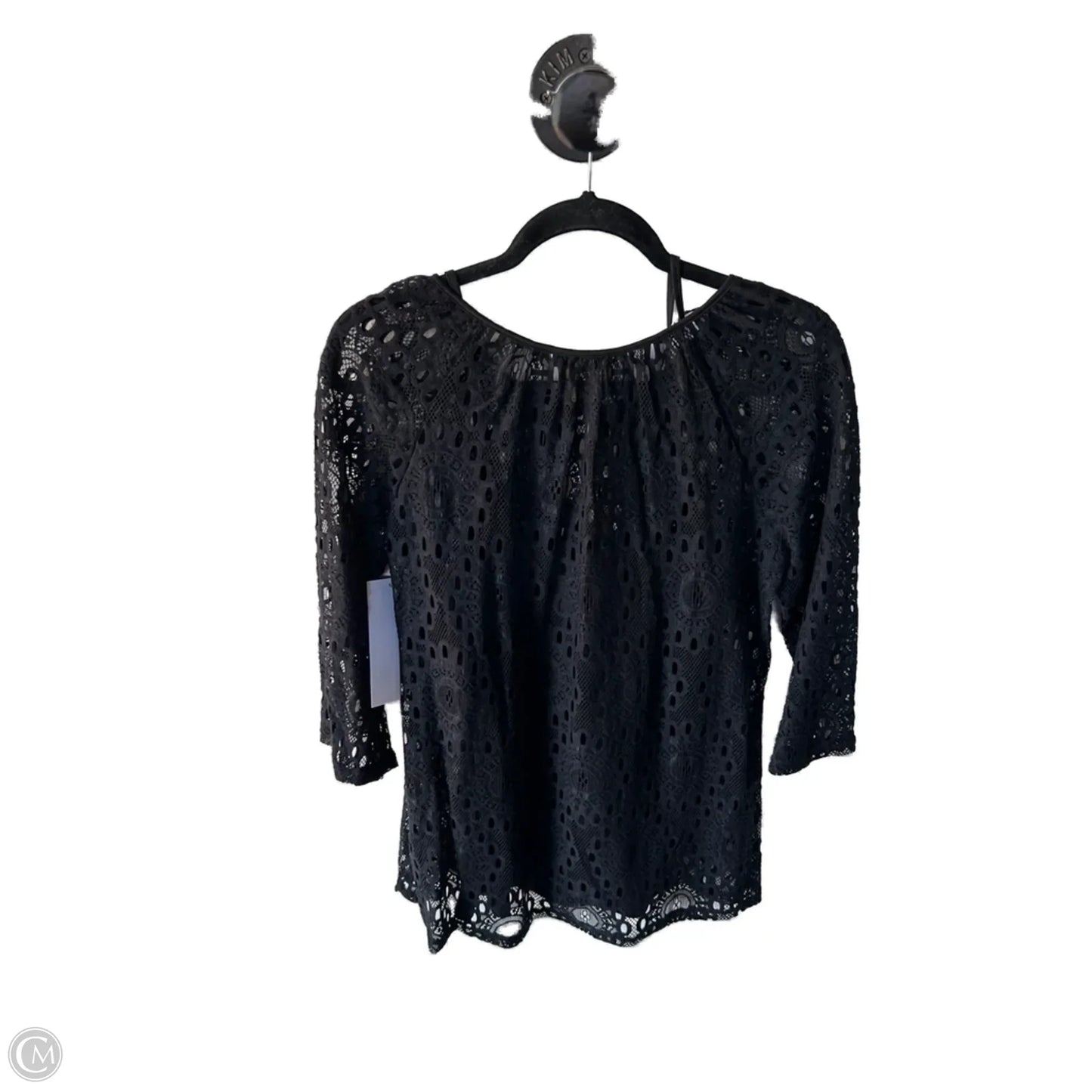 Top 3/4 Sleeve By Peck And Peck In Black, Size: L