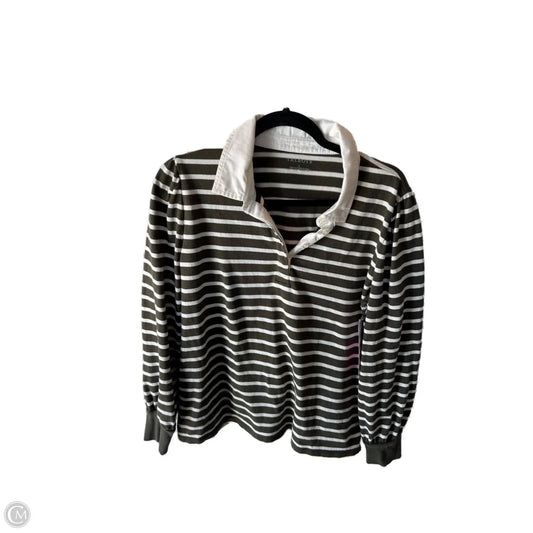 Top Long Sleeve By Talbots In Green & White, Size: L