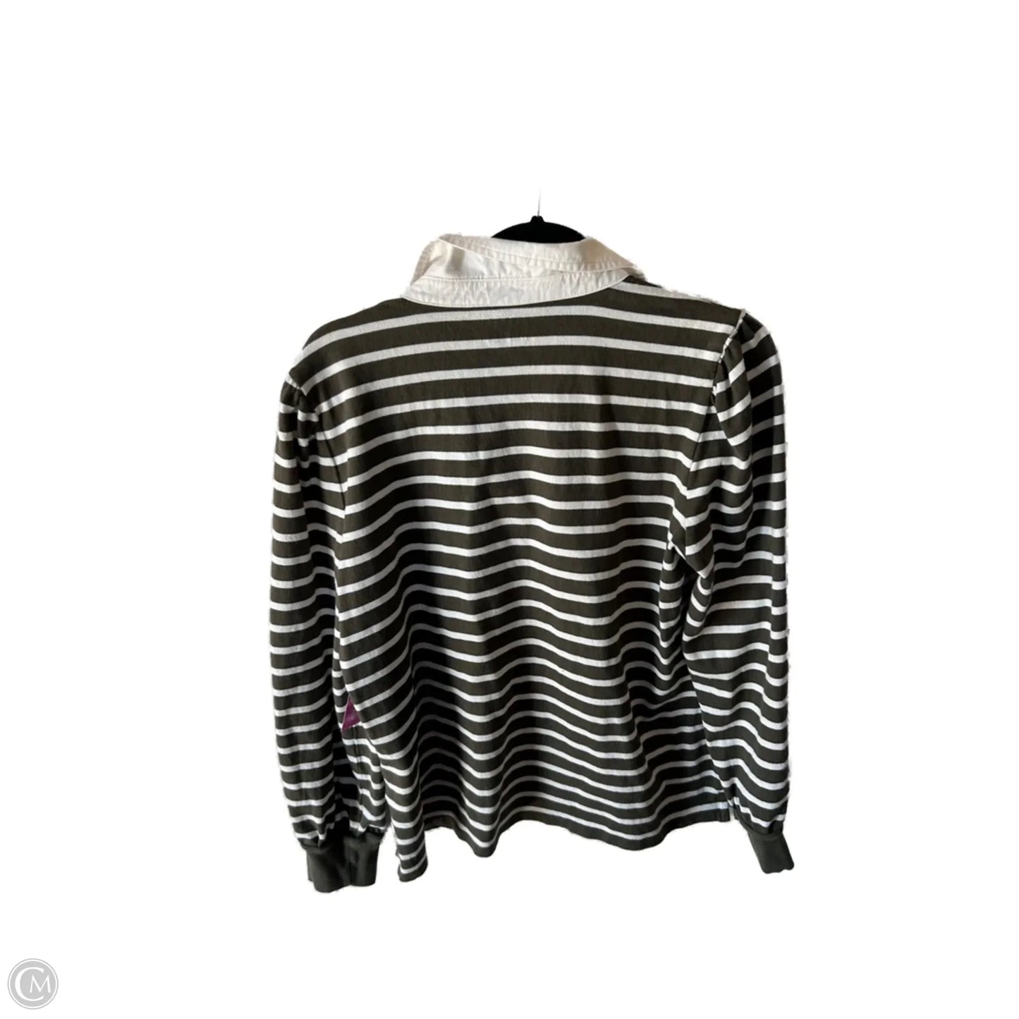 Top Long Sleeve By Talbots In Green & White, Size: L