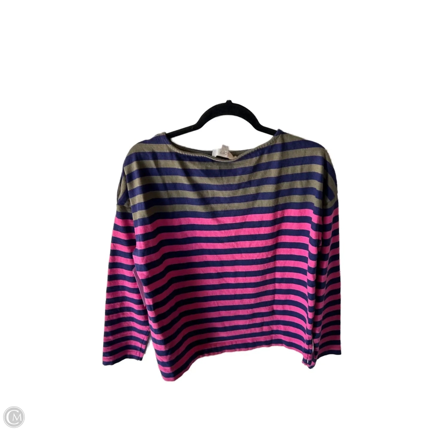 Top Long Sleeve By Loft In Blue & Pink, Size: L