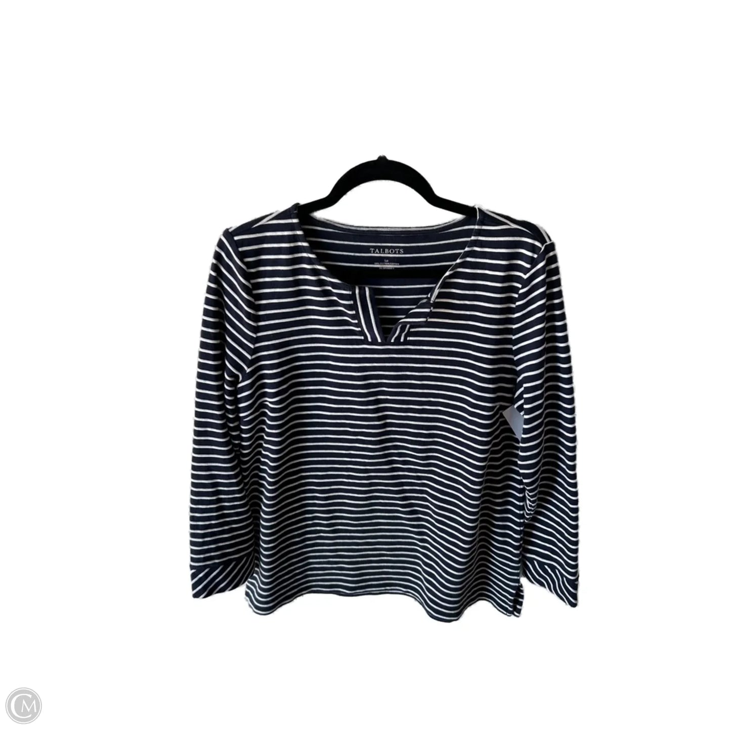 Top Long Sleeve By Talbots In Blue & White, Size: Lp