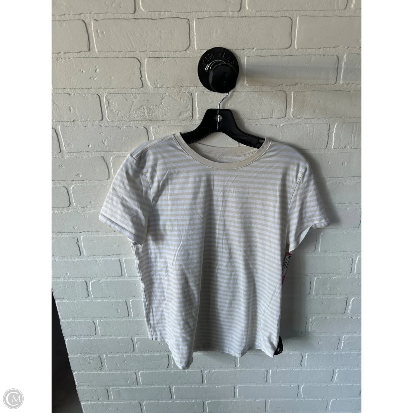 Athletic Top Short Sleeve By Lululemon In Tan & White, Size: M