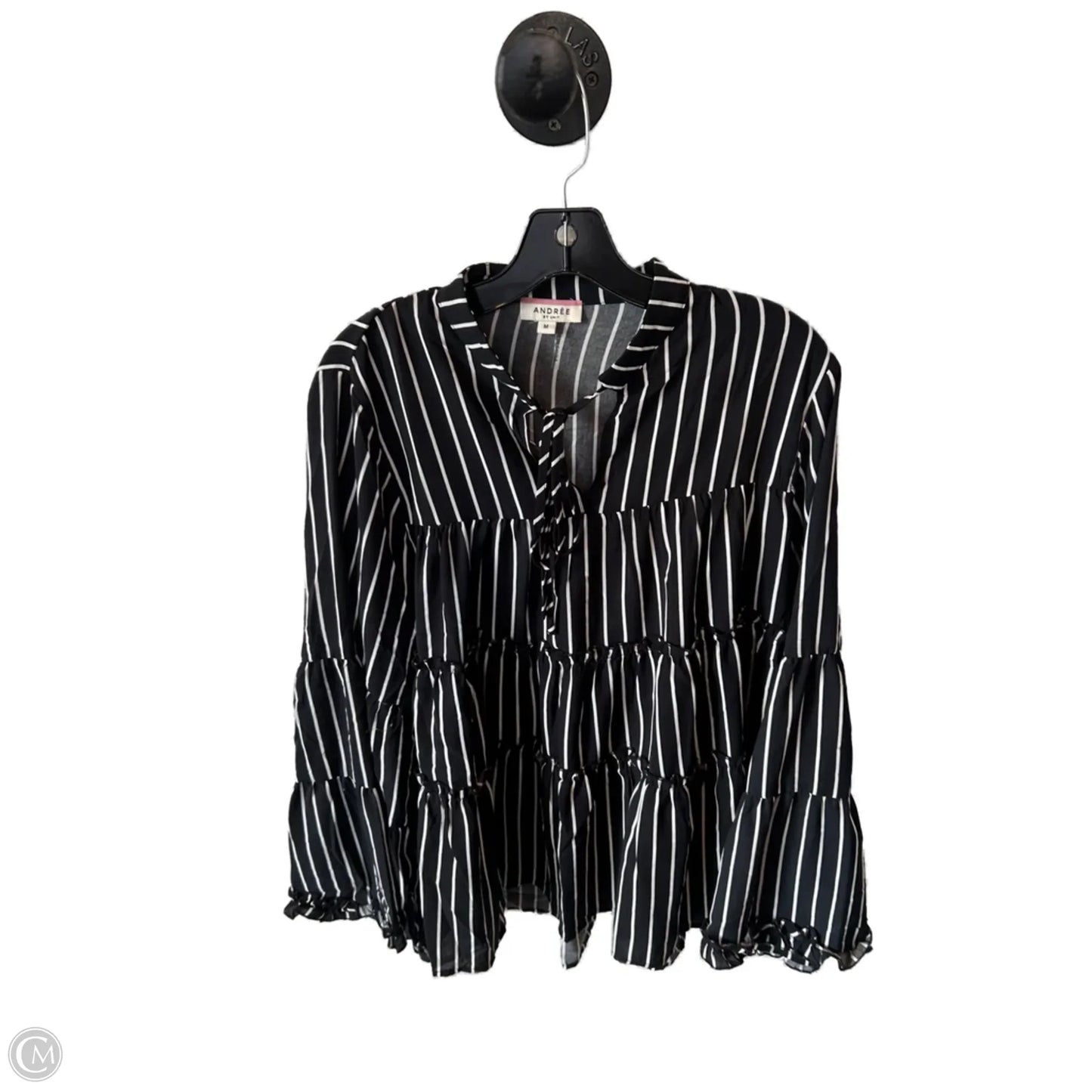 Top Long Sleeve By Andree By Unit In Black & White, Size: M