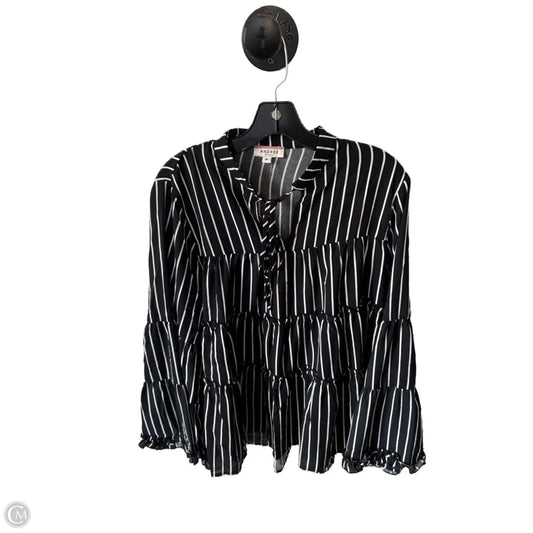 Top Long Sleeve By Andree By Unit In Black & White, Size: M