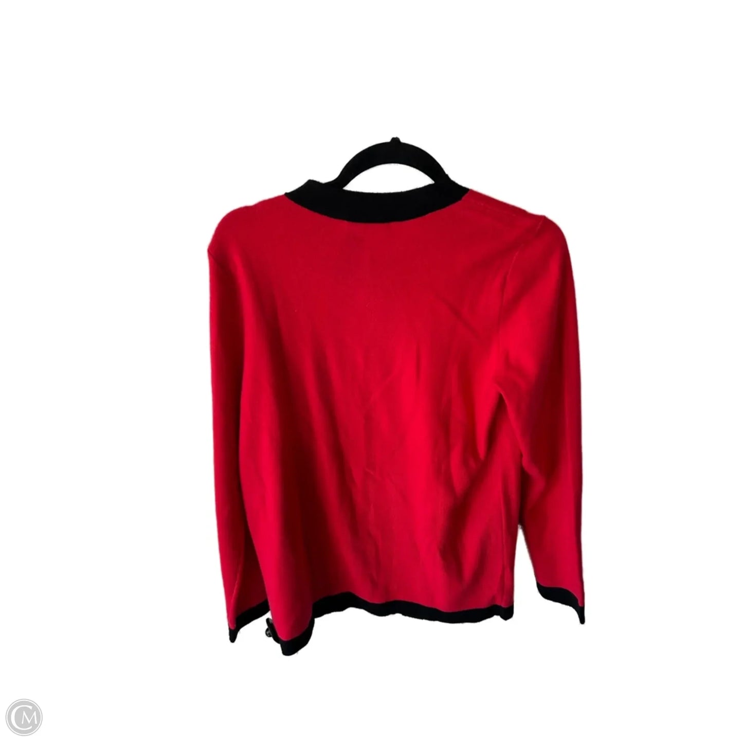 Sweater Cardigan By Ann Taylor In Black & Red, Size: M