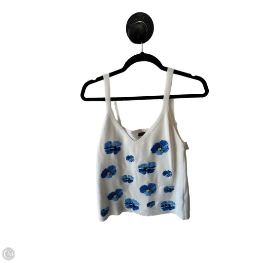 Vest Sweater By Boston Proper In Blue & White, Size: M