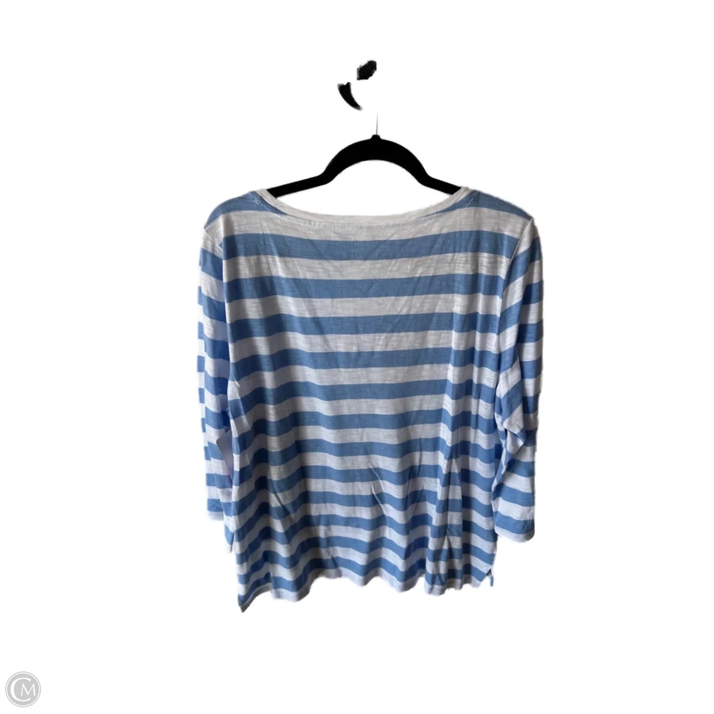 Top 3/4 Sleeve By Talbots In Blue & White, Size: Xl