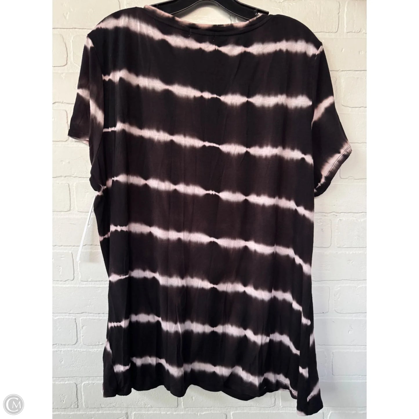 Top Short Sleeve Basic By Nine Britton In Black & Pink, Size: Xxl