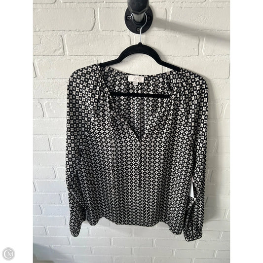 Top Long Sleeve By Loft In Black & White, Size: M