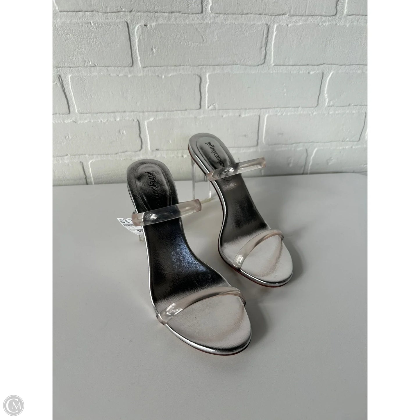 Sandals Heels Block By Jeffrey Campbell In Silver & White, Size: 8.5