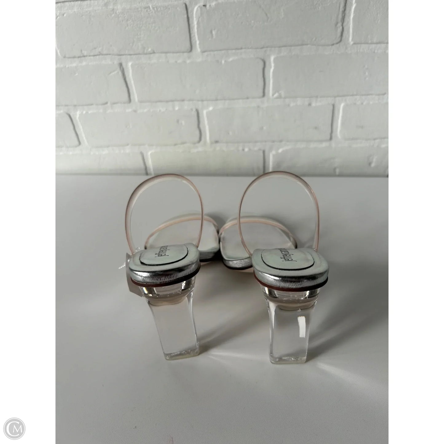 Sandals Heels Block By Jeffrey Campbell In Silver & White, Size: 8.5